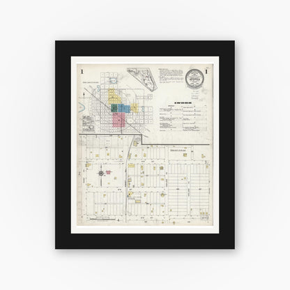 Old map wall art mockup — black gallery frame with white mat — Sanborn Fire Insurance Map from Apopka, Orange County, Florida (1924) - Complete Map Set