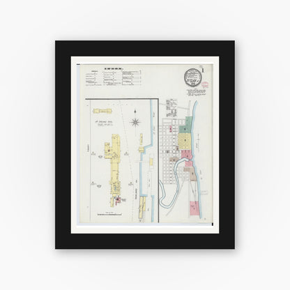 Old map wall art mockup — black gallery frame with white mat — Sanborn Fire Insurance Map from Saint Clair, Saint Clair County, Michigan (1895) - Complete Map Set