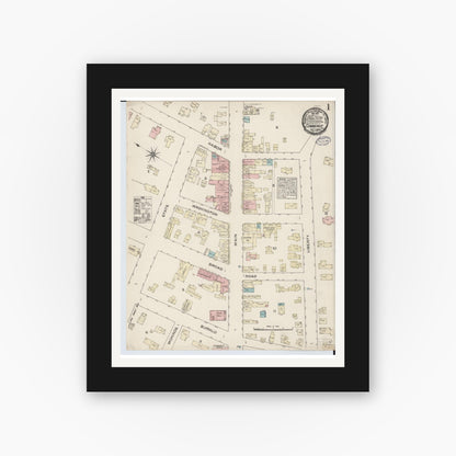 Old map wall art mockup — black gallery frame with white mat — Sanborn Fire Insurance Map from Conneaut, Ashtabula County, Ohio (1884) - Complete Map Set