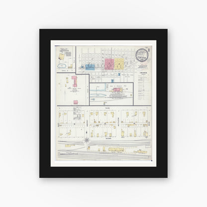Old map wall art mockup — black gallery frame with white mat — Sanborn Fire Insurance Map from Cameron, Clinton County, Missouri (1897) - Complete Map Set