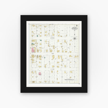Old map wall art mockup — black gallery frame with white mat — Sanborn Fire Insurance Map from Saint Francisville, Lawrence County, Illinois (1906), Sheet #0002