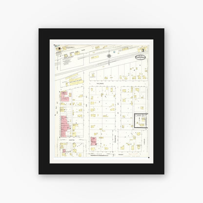Old map wall art mockup — black gallery frame with white mat — Sanborn Fire Insurance Map from Parkersburg, Butler County, Iowa (1913), Sheet #0003