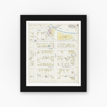 Old map wall art mockup — black gallery frame with white mat — Sanborn Fire Insurance Map from Sheboygan, Sheboygan County, Wisconsin (1887), Sheet #0008