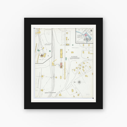 Old map wall art mockup — black gallery frame with white mat — Sanborn Fire Insurance Map from Crystal Falls, Iron County, Michigan (1904), Sheet #0005