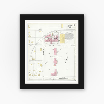 Old map wall art mockup — black gallery frame with white mat — Sanborn Fire Insurance Map from Dixon, Lee County, Illinois (1910), Sheet #0002