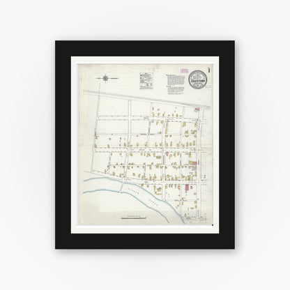 Old map wall art mockup — black gallery frame with white mat — Sanborn Fire Insurance Map from Sagertown, Crawford County, Pennsylvania (1911) - Complete Map Set