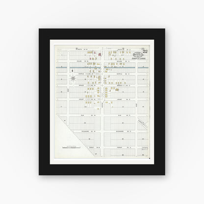 Old map wall art mockup — black gallery frame with white mat — Sanborn Fire Insurance Map from Westfield, Union County, New Jersey (1909), Sheet #0022