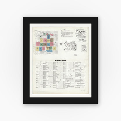 Old map wall art mockup — black gallery frame with white mat — Sanborn Fire Insurance Map from Vernon, Wilbarger County, Texas (1920) - Complete Map Set