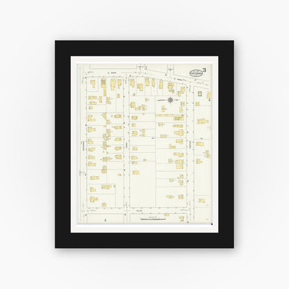 Old map wall art mockup — black gallery frame with white mat — Sanborn Fire Insurance Map from Prattsburgh, Steuben County, New York (1913), Sheet #0003