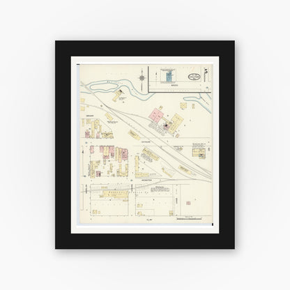 Old map wall art mockup — black gallery frame with white mat — Sanborn Fire Insurance Map from Chilton, Calumet County, Wisconsin (1914), Sheet #0005