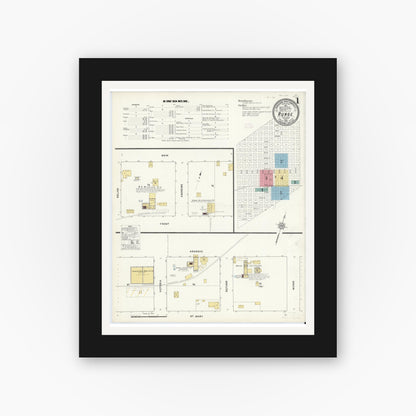 Old map wall art mockup — black gallery frame with white mat — Sanborn Fire Insurance Map from Runge, Karnes County, Texas (1912) - Complete Map Set