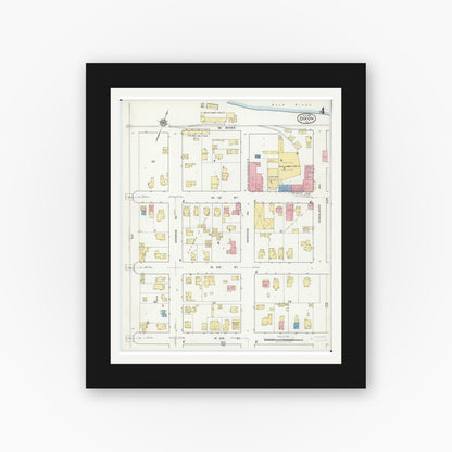 Old map wall art mockup — black gallery frame with white mat — Sanborn Fire Insurance Map from Dixon, Lee County, Illinois (1918), Sheet #0004