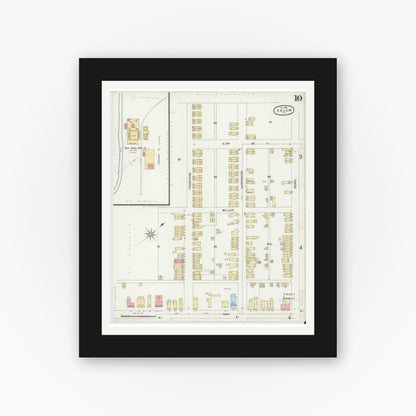 Old map wall art mockup — black gallery frame with white mat — Sanborn Fire Insurance Map from Salem, Salem County, New Jersey (1896), Sheet #0010