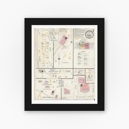 Old map wall art mockup — black gallery frame with white mat — Sanborn Fire Insurance Map from Biwabik, Saint Louis County, Minnesota (1936) - Complete Map Set