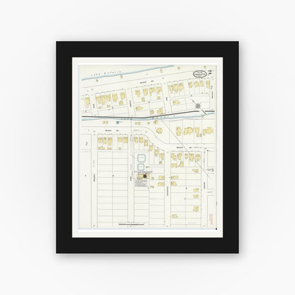 Old map wall art mockup — black gallery frame with white mat — Sanborn Fire Insurance Map from Charlotte, Monroe County, New York (1912) - Complete Map Set