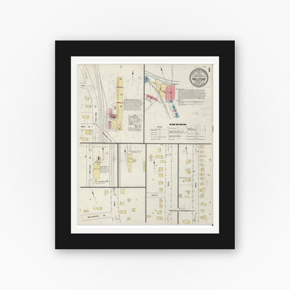 Old map wall art mockup — black gallery frame with white mat — Sanborn Fire Insurance Map from Hallstead, Susquehanna County, Pennsylvania (1911), Sheet #0001