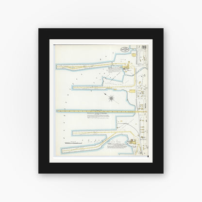 Old map wall art mockup — black gallery frame with white mat — Sanborn Fire Insurance Map from Ashland, Ashland County, Wisconsin (1901), Sheet #0032