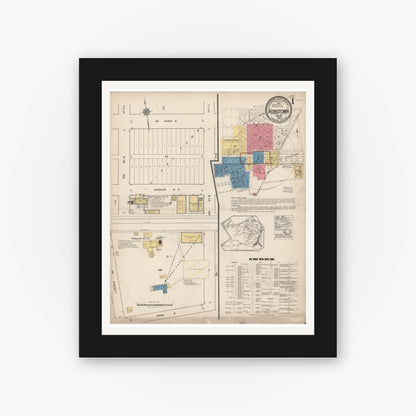 Old map wall art mockup — black gallery frame with white mat — Sanborn Fire Insurance Map from Robstown, Nueces County, Texas (1922) - Complete Map Set
