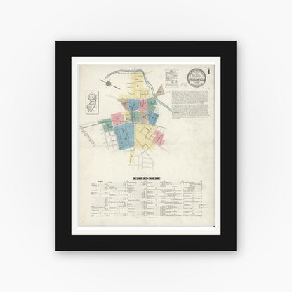 Old map wall art mockup — black gallery frame with white mat — Sanborn Fire Insurance Map from Haddonfield, Camden County, New Jersey (1914) - Complete Map Set