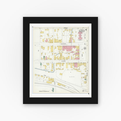 Old map wall art mockup — black gallery frame with white mat — Sanborn Fire Insurance Map from Nelsonville, Athens County, Ohio (1900), Sheet #0004