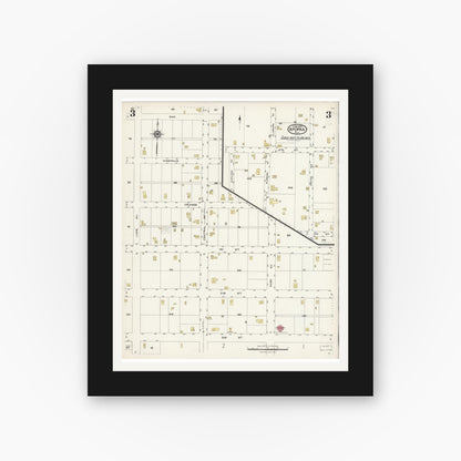 Old map wall art mockup — black gallery frame with white mat — Sanborn Fire Insurance Map from Apopka, Orange County, Florida (1924), Sheet #0003
