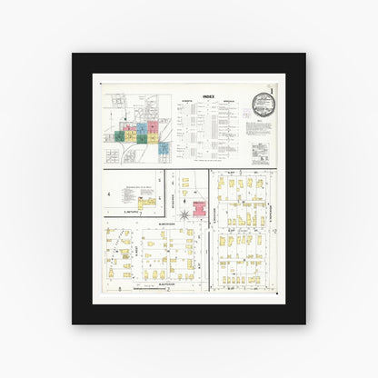 Old map wall art mockup — black gallery frame with white mat — Sanborn Fire Insurance Map from Missouri Valley, Harrison County, Iowa (1901) - Complete Map Set