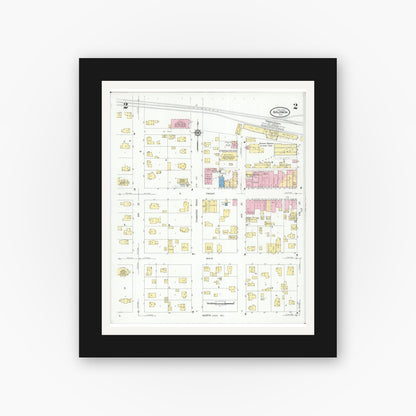 Old map wall art mockup — black gallery frame with white mat — Sanborn Fire Insurance Map from Baldwin, St. Croix County, Wisconsin (1930), Sheet #0002
