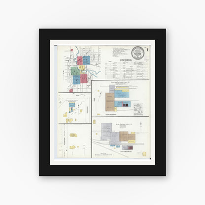 Old map wall art mockup — black gallery frame with white mat — Sanborn Fire Insurance Map from Fenton, Genesee County, Michigan (1908) - Complete Map Set