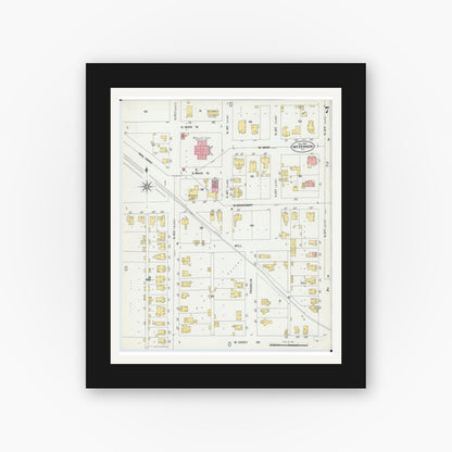 Old map wall art mockup — black gallery frame with white mat — Sanborn Fire Insurance Map from Mount Vernon, Jefferson County, Illinois (1902), Sheet #0007