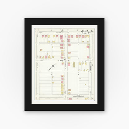 Old map wall art mockup — black gallery frame with white mat — Sanborn Fire Insurance Map from State College, Centre County, Pennsylvania (1911), Sheet #0005