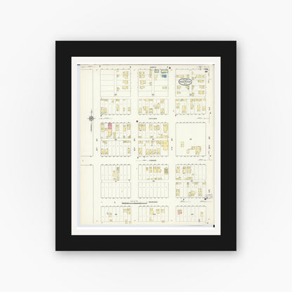 Old map wall art mockup — black gallery frame with white mat — Sanborn Fire Insurance Map from Iron River, Iron County, Michigan (1913), Sheet #0002