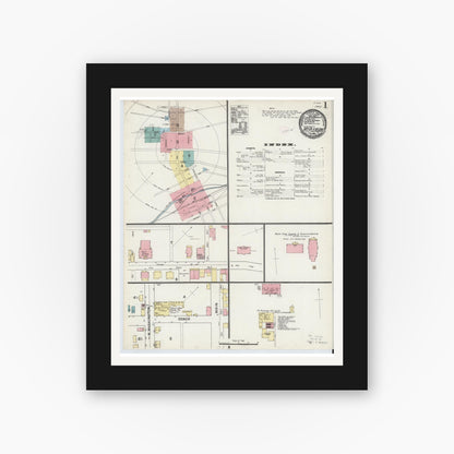 Old map wall art mockup — black gallery frame with white mat — Sanborn Fire Insurance Map from Mount Pleasant, Westmoreland County, Pennsylvania (1891) - Complete Map Set