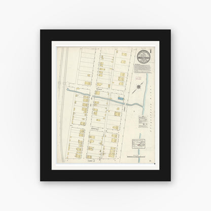 Old map wall art mockup — black gallery frame with white mat — Sanborn Fire Insurance Map from Wormleysburg, Cumberland County, Pennsylvania (1913) - Complete Map Set