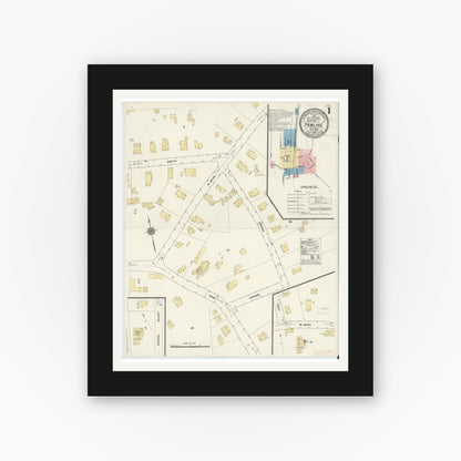 Old map wall art mockup — black gallery frame with white mat — Sanborn Fire Insurance Map from Pawling, Dutchess County, New York (1910) - Complete Map Set
