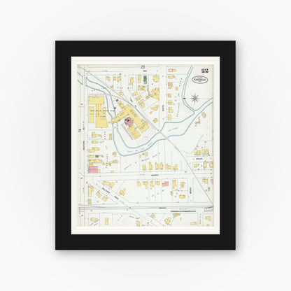 Old map wall art mockup — black gallery frame with white mat — Sanborn Fire Insurance Map from Fond du Lac, Fond du Lac County, Wisconsin (1902), Sheet #0022