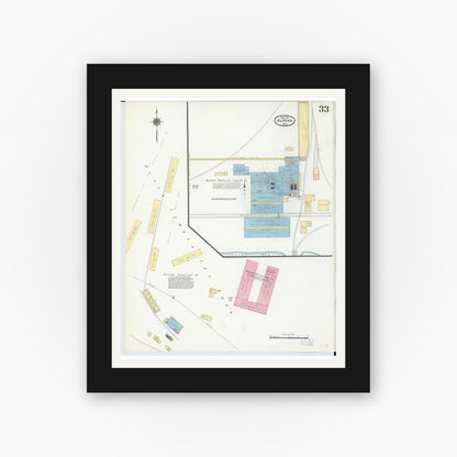 Old map wall art mockup — black gallery frame with white mat — Sanborn Fire Insurance Map from Alpena, Alpena County, Michigan (1910), Sheet #0033