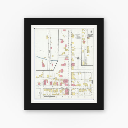 Old map wall art mockup — black gallery frame with white mat — Sanborn Fire Insurance Map from Ripley, Brown County, Ohio (1920), Sheet #0005