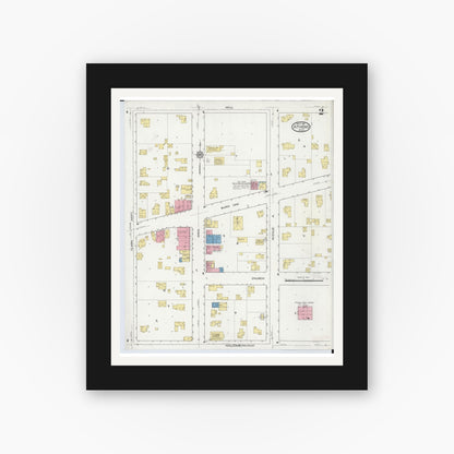 Old map wall art mockup — black gallery frame with white mat — Sanborn Fire Insurance Map from Athens, Calhoun County, Michigan (1916), Sheet #0002