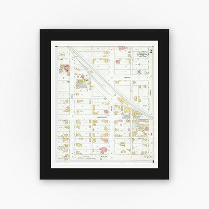 Old map wall art mockup — black gallery frame with white mat — Sanborn Fire Insurance Map from Loudonville, Ashland County, Ohio (1900), Sheet #0002