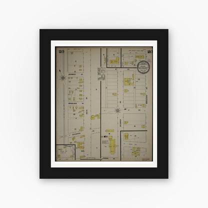 Old map wall art mockup — black gallery frame with white mat — Sanborn Fire Insurance Map from New Jersey Coast, New Jersey Coast, New Jersey (1890), Sheet #0020