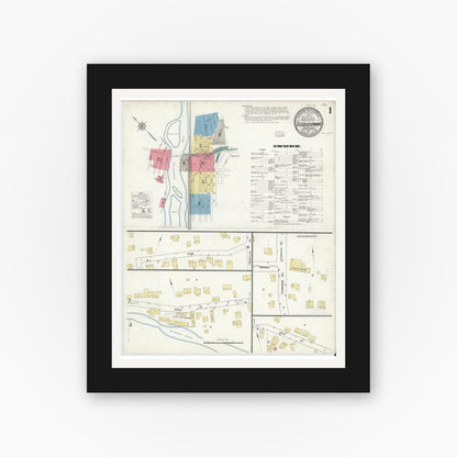 Old map wall art mockup — black gallery frame with white mat — Sanborn Fire Insurance Map from Susquehanna, Susquehanna County, Pennsylvania (1911), Sheet #0001