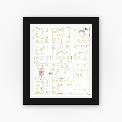 Old map wall art mockup — black gallery frame with white mat — Sanborn Fire Insurance Map from Charles City, Floyd County, Iowa (1909), Sheet #0010