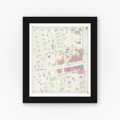 Old map wall art mockup — black gallery frame with white mat — Sanborn Fire Insurance Map from Sturgis, Saint Joseph County, Michigan (1895), Sheet #0003