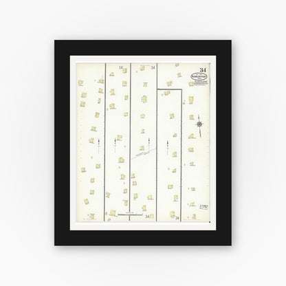 Old map wall art mockup — black gallery frame with white mat — Sanborn Fire Insurance Map from Newburyport, Essex County, Massachusetts (1914), Sheet #0034