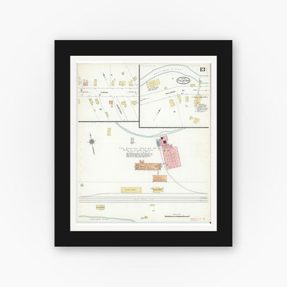 Old map wall art mockup — black gallery frame with white mat — Sanborn Fire Insurance Map from Palmyra, Wayne County, New York (1912), Sheet #0013