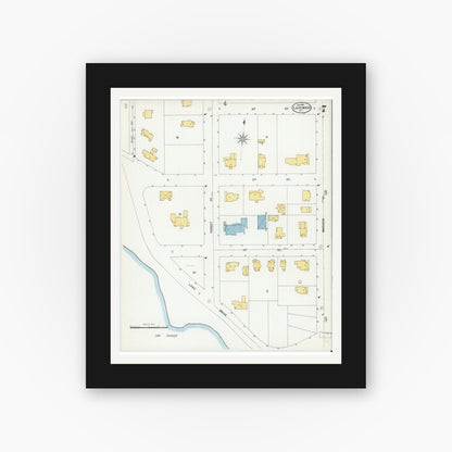 Old map wall art mockup — black gallery frame with white mat — Sanborn Fire Insurance Map from Lakewood, Ocean County, New Jersey (1901), Sheet #0007