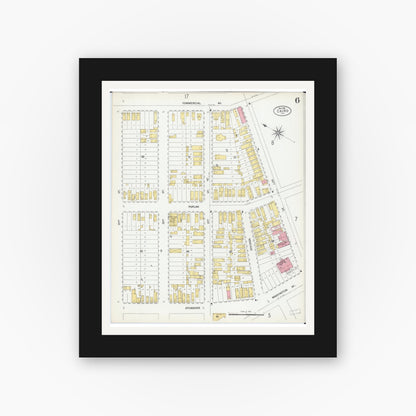 Old map wall art mockup — black gallery frame with white mat — Sanborn Fire Insurance Map from Cairo, Alexander County, Illinois (1901), Sheet #0006