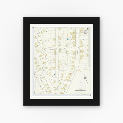 Old map wall art mockup — black gallery frame with white mat — Sanborn Fire Insurance Map from Kingston, Ross County, Ohio (1915), Sheet #0005