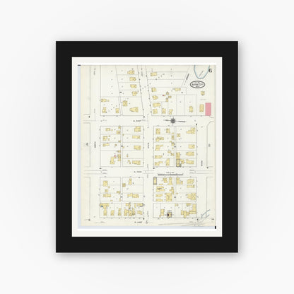 Old map wall art mockup — black gallery frame with white mat — Sanborn Fire Insurance Map from Boyne City, Charlevoix County, Michigan (1911), Sheet #0006