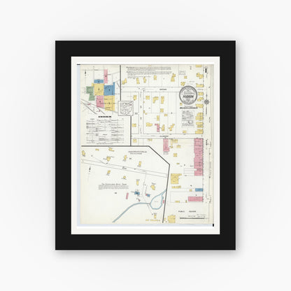 Old map wall art mockup — black gallery frame with white mat — Sanborn Fire Insurance Map from Hudson, Summit County, Ohio (1916) - Complete Map Set